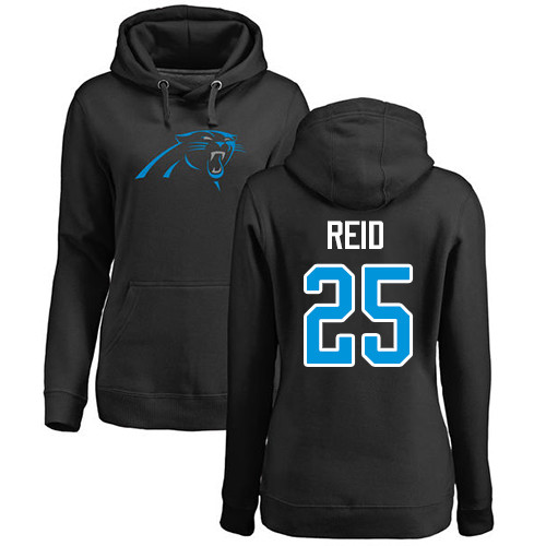 Carolina Panthers Black Women Eric Reid Name and Number Logo NFL Football #25 Pullover Hoodie Sweatshirts->nfl t-shirts->Sports Accessory
